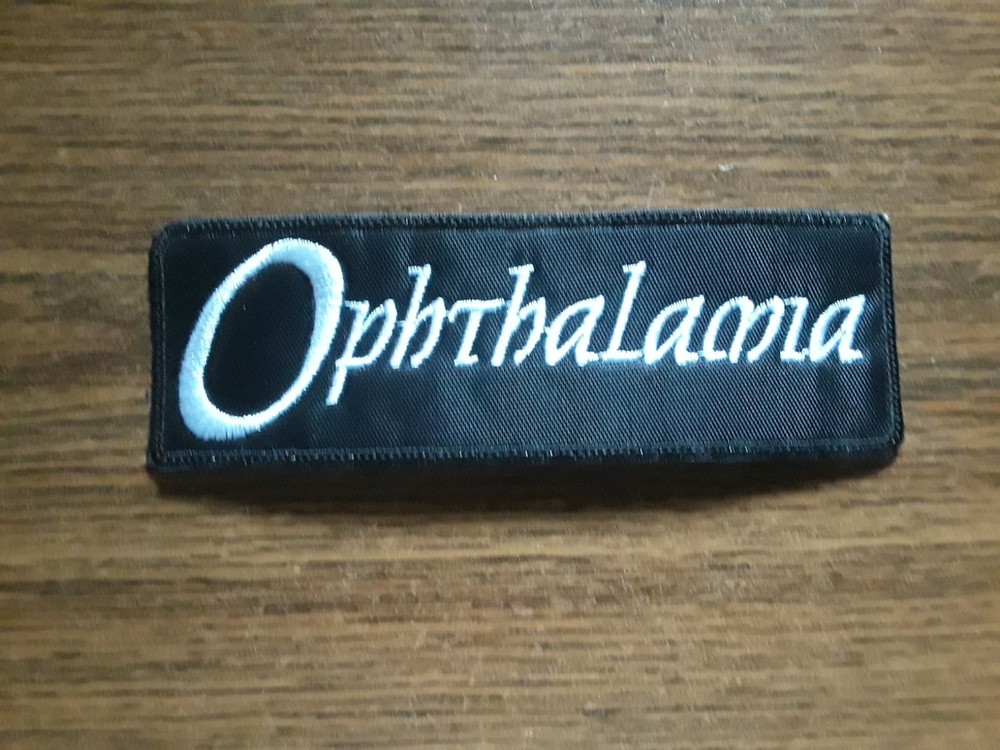 OPHTHALAMIA,SEW ON WHITE EMBROIDERED PATCH