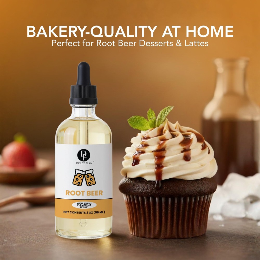 Dolce Flav Root Beer Extract - 2 Ounce Water-Soluble Multipurpose 2 Oz.