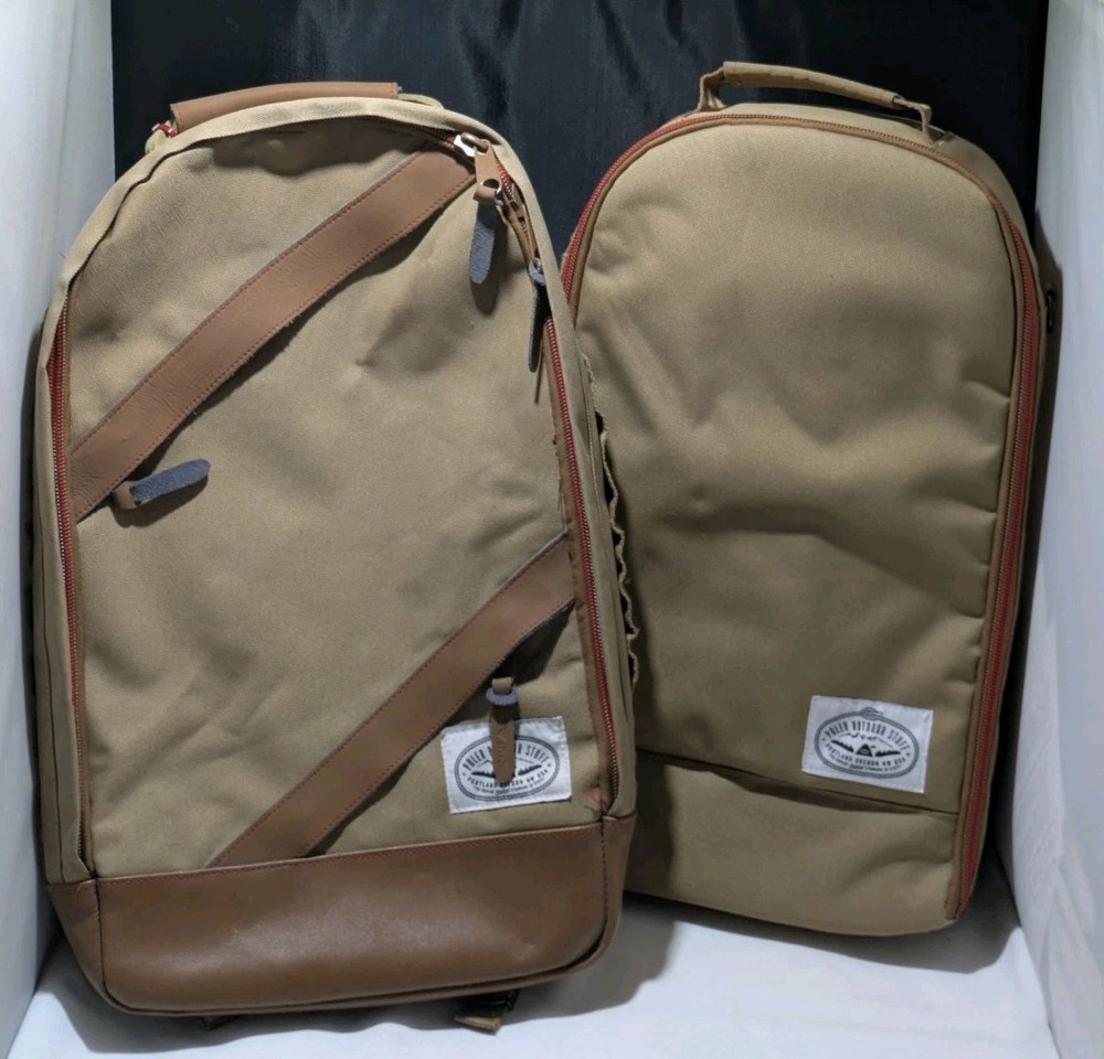 Poler Outdoor Stuff Camp Vibes Excursion Pack & Camera Insert Set In Khaki EUC