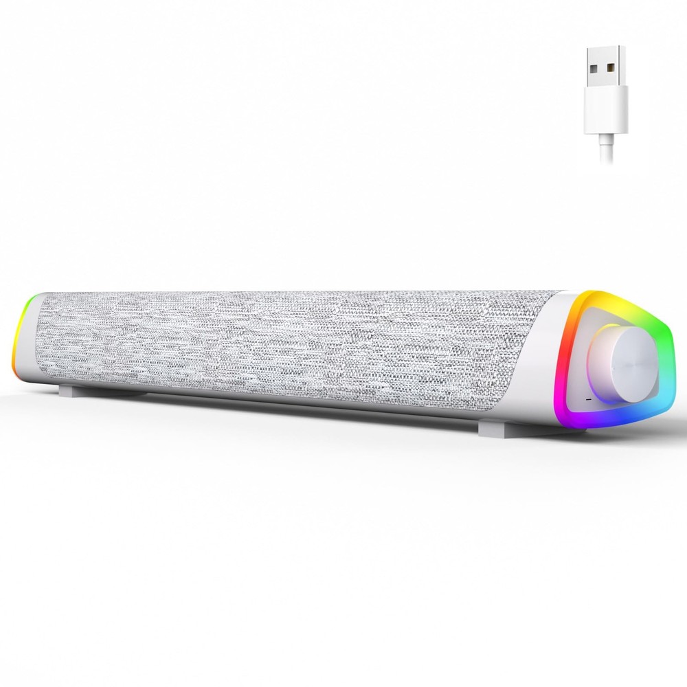 SOULION R30 Plus Bluetooth Computer Speakers, All-in-One Control Button White