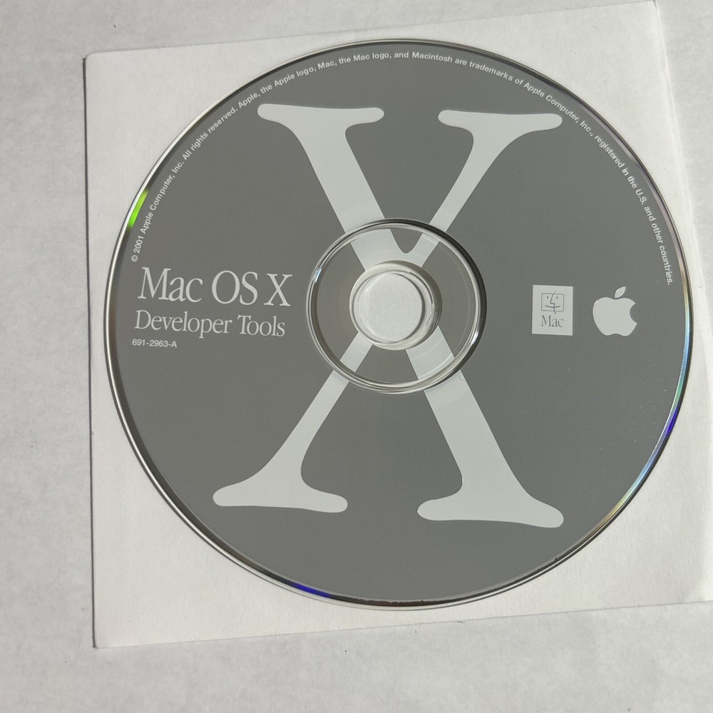 Mac OS X Developer Tools 2001 Apple Computer 691-2963-A  CD Rom Disc Free Ship