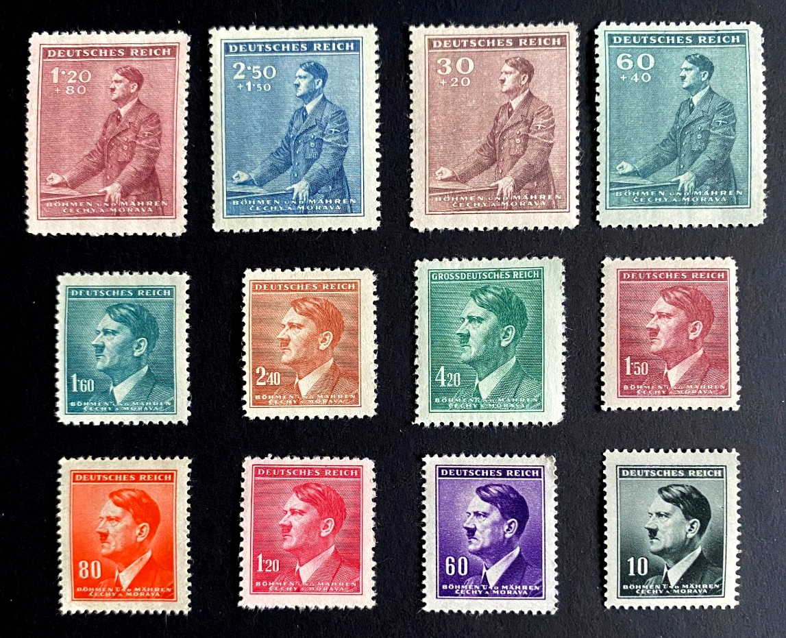 Germany WWII Era Third Reich Nazi MNH 12-Stamp Historical Collectible Set