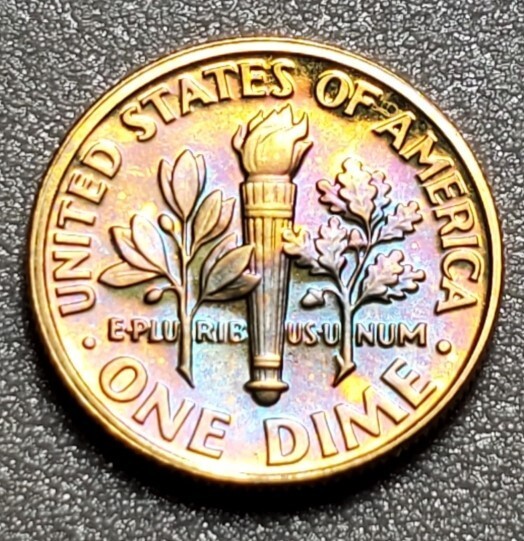 TONED 1990 S ROOSEVELT DIME PROOF UNC #P667