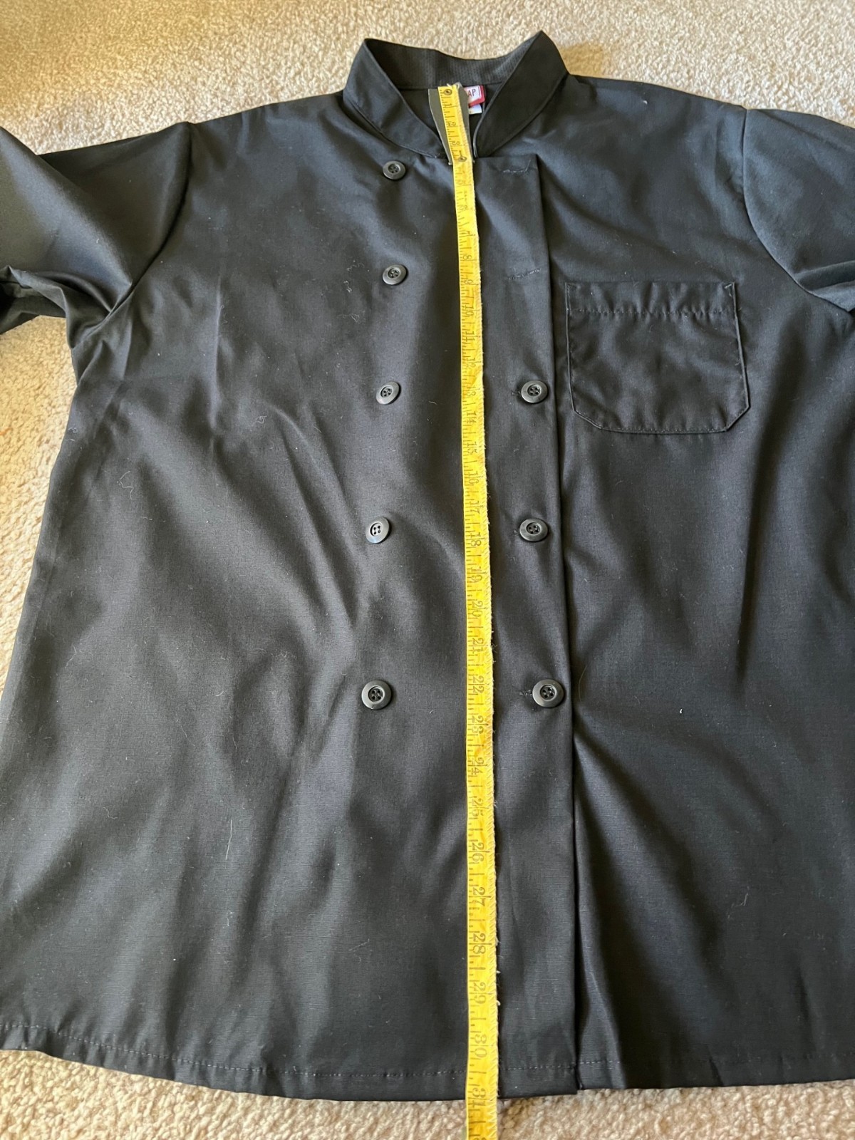 Red Kap Chef Coat Men's Long Sleeve Ten Button Mimix Size Large Black NWOT