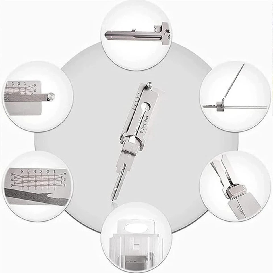 1-5X SS001 Key Decoder Stainless Steel Precision Tool O-ring Pickup Kit Hook Too