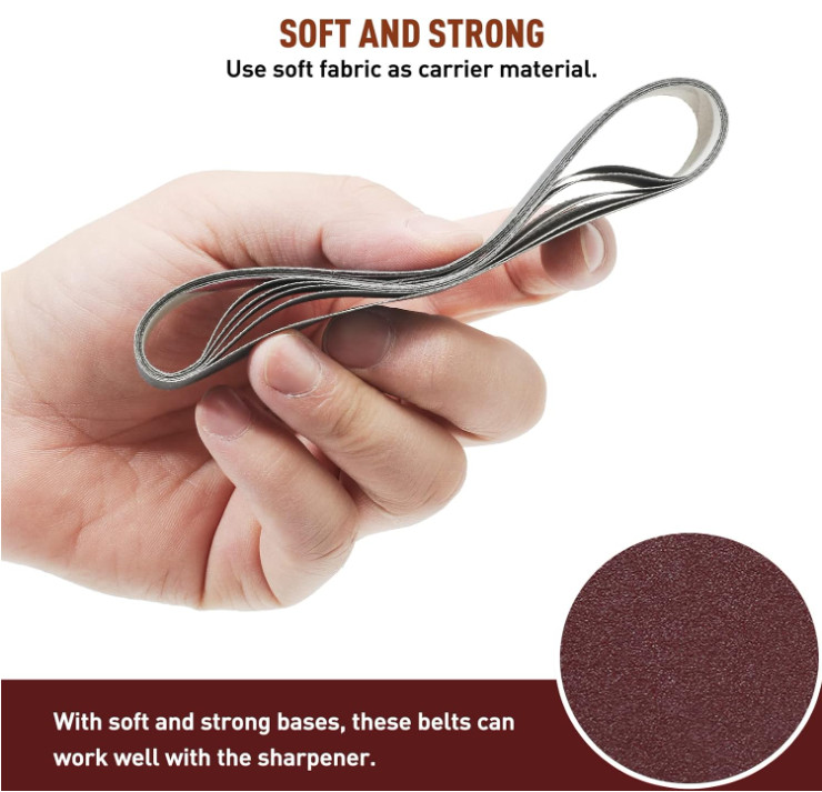 Kit 45 bandas abrasivas 3/4x12 para afilar cuchillos con múltiples granos
