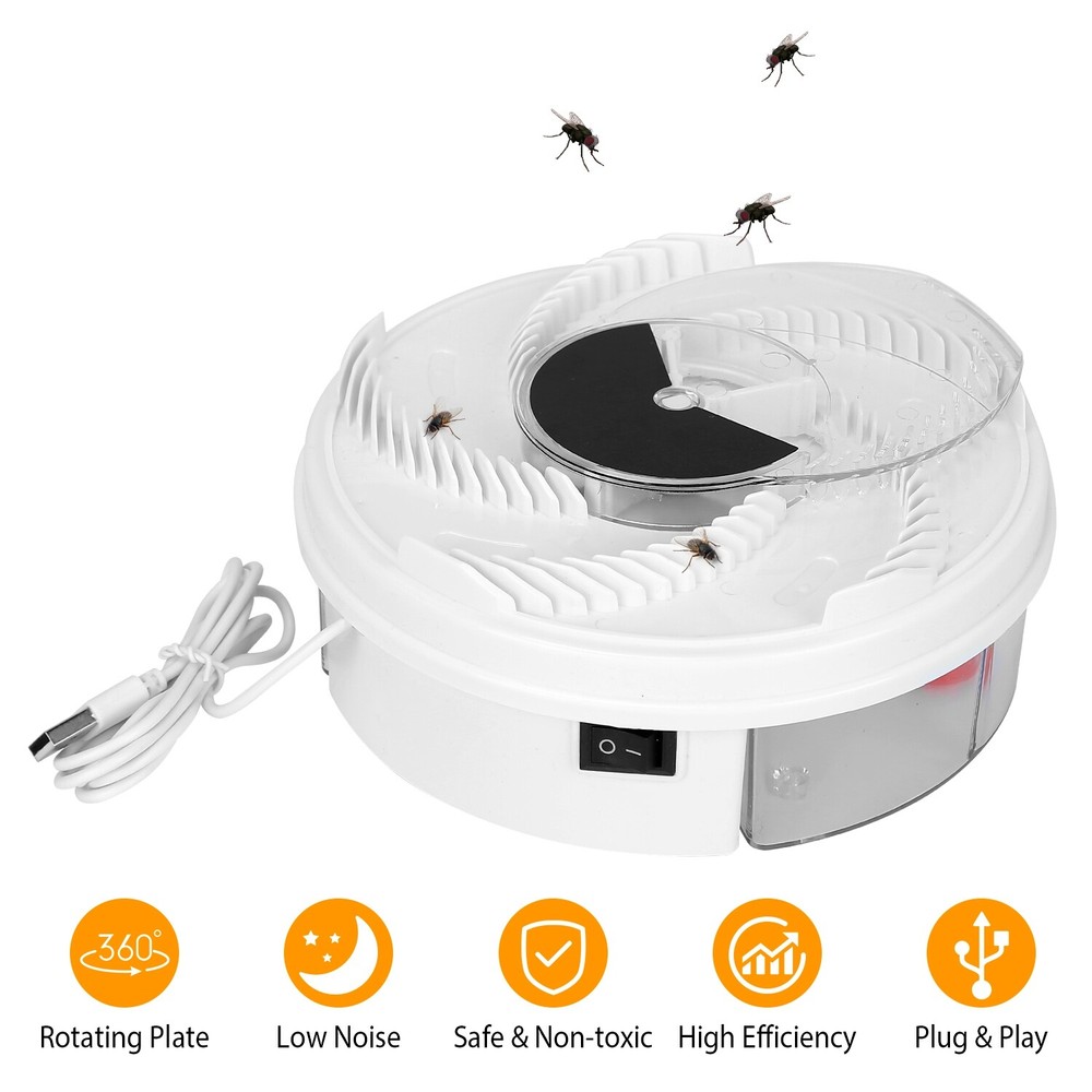 USB Powered Electric Fly Trap Automatic Flycatcher Rotating Fly Pest Repellent