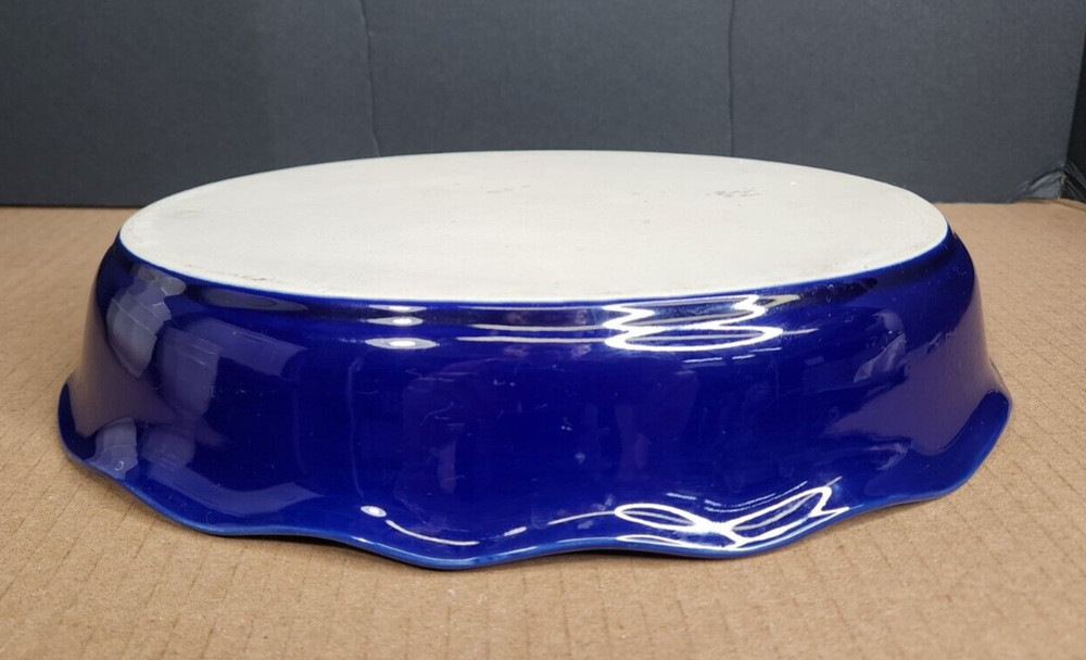 Cobalt Blue Stoneware Casserole Baking Dish Grape Motif