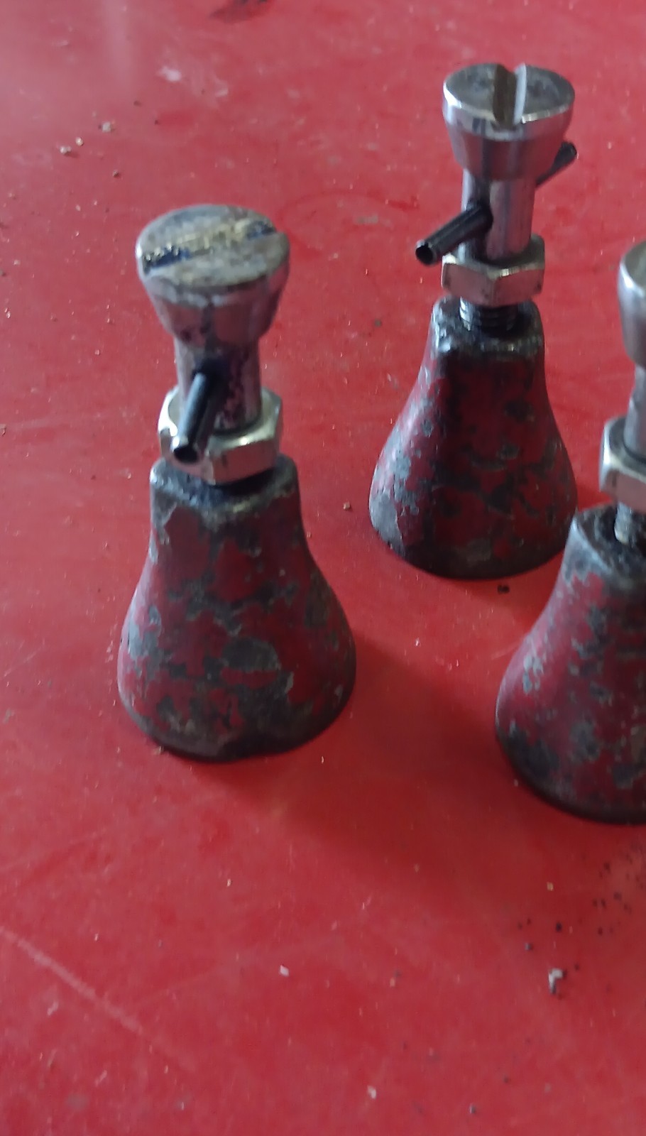 Vintage Machinist Tool Holders Set of 3 Red Metal Collectible