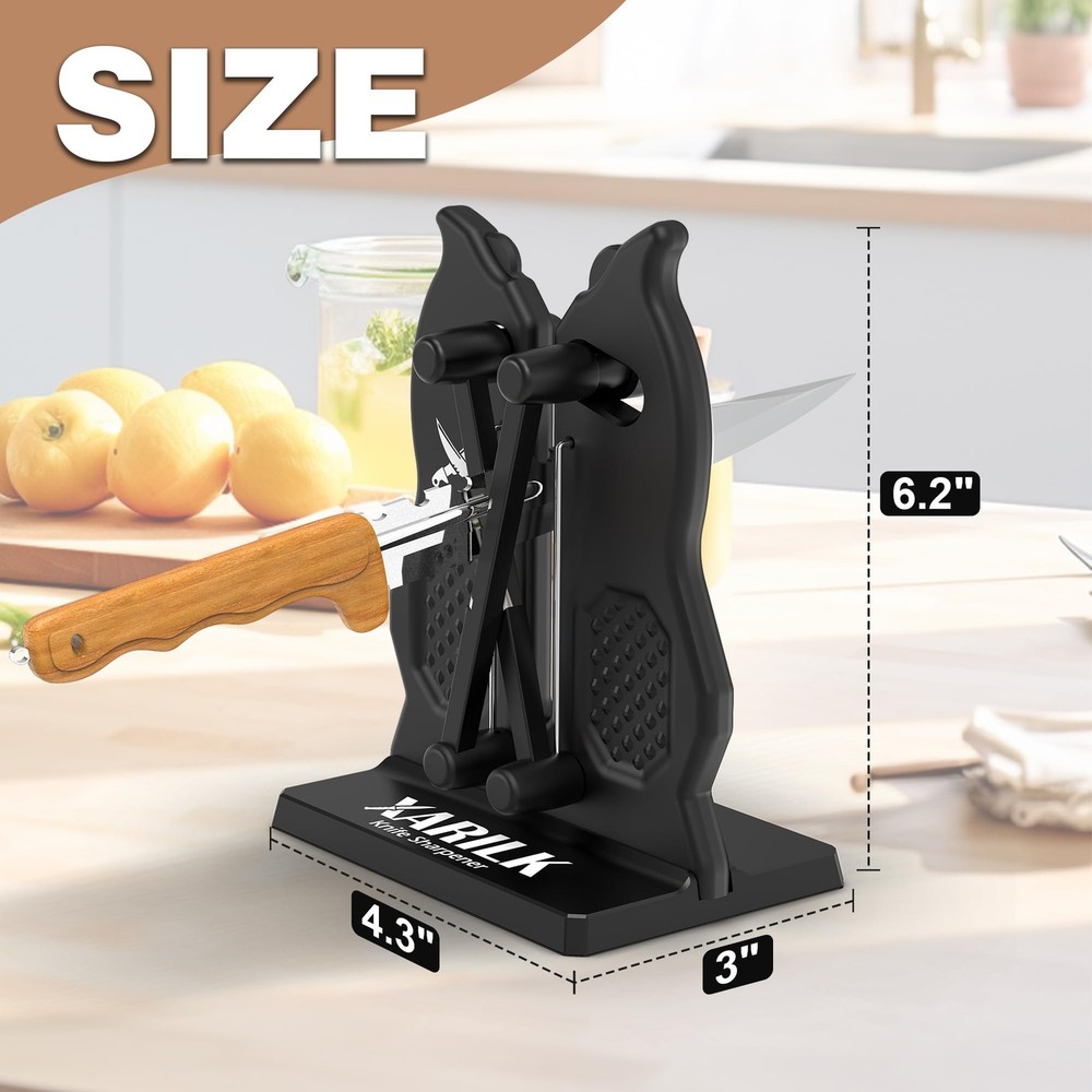 Edge Kitchen Knife Sharpener – Pull-Through Manual Sharpener with Spring Arms...