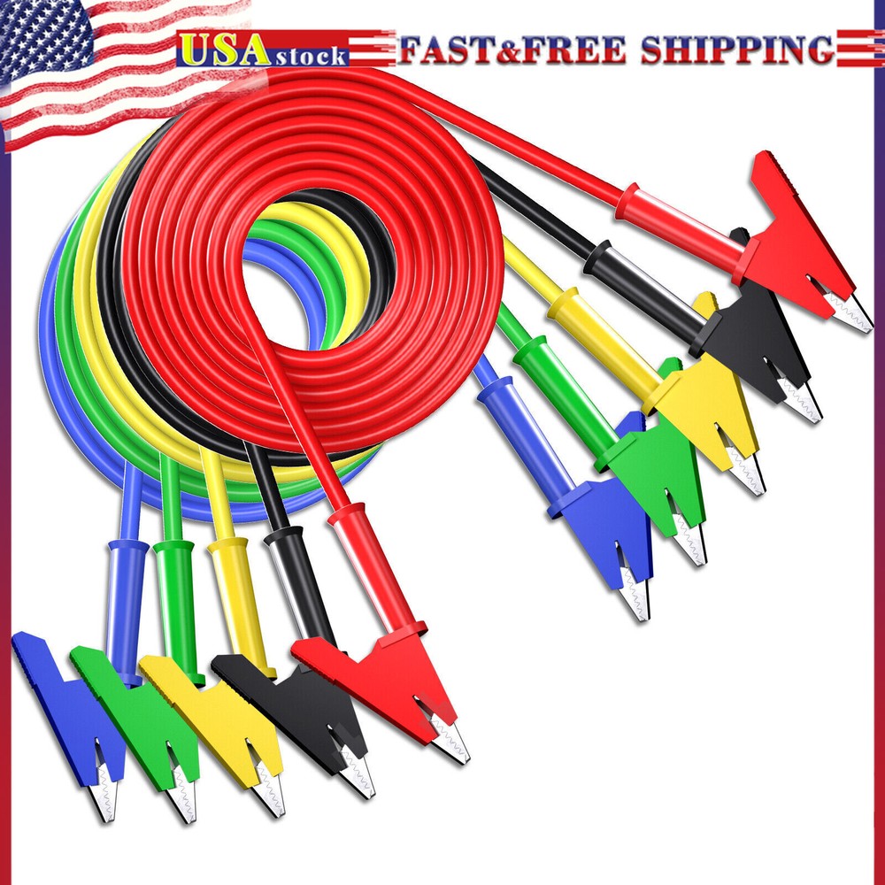 Alligator Clips Electrical Test Leads Dual Ended Crocodile Wire Cable Flexible