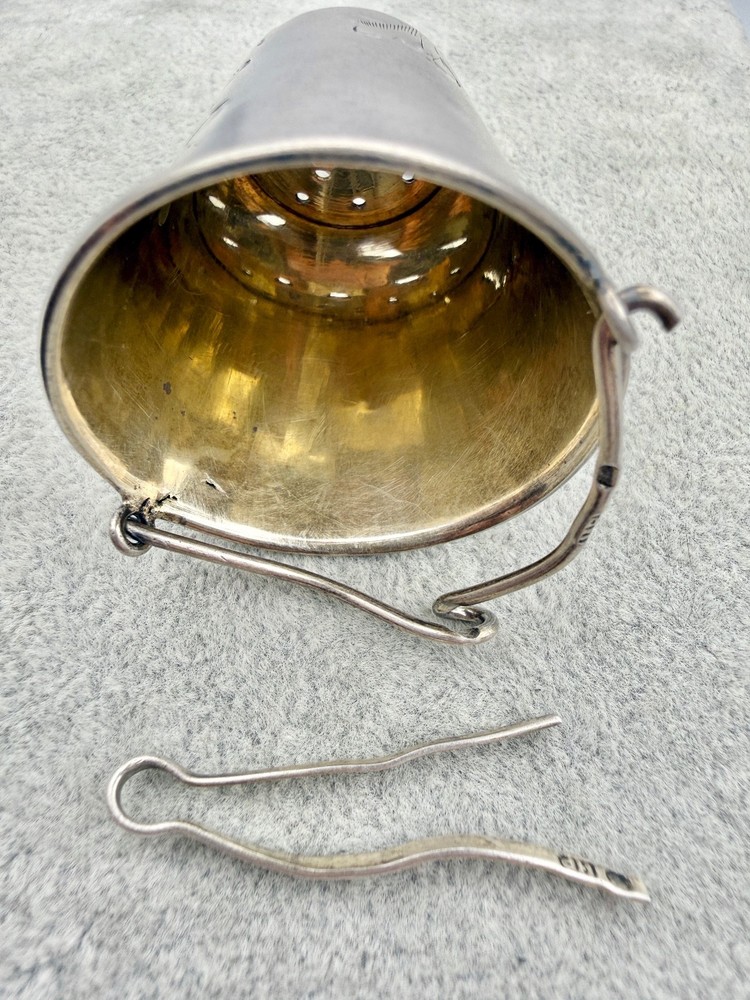 Antique Russian 84 Silver Tea Strainer Imperial Solid Silver Marked Rare!