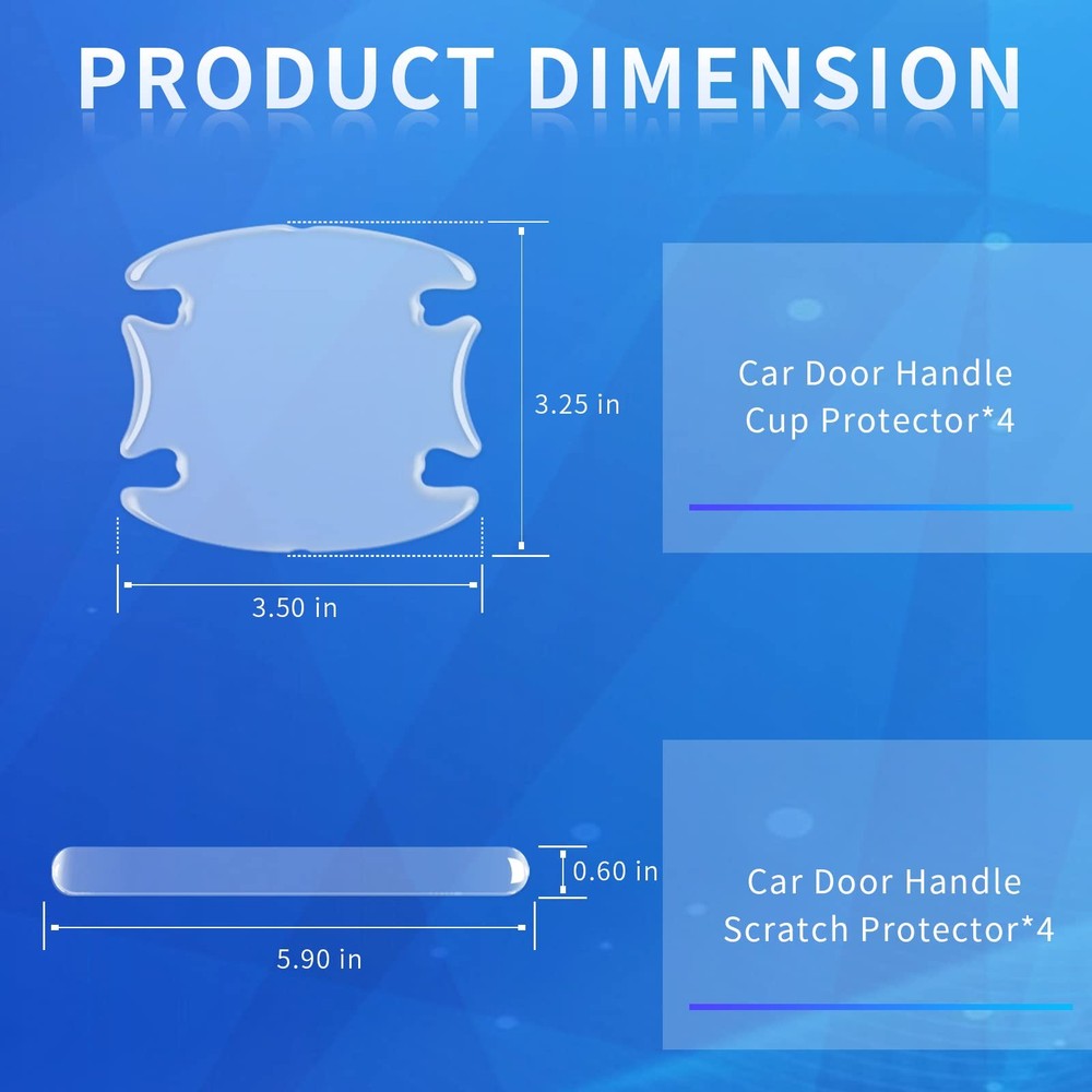 INSAUTO 12Pcs Car Door Handle Scratch Protector，Non-Marking Auto 12PCS