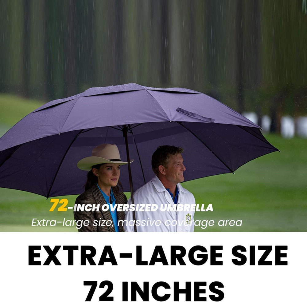 Large 62/68/72 Inch Automatic Open Golf Umbrella, Double Canopy, Windproof
