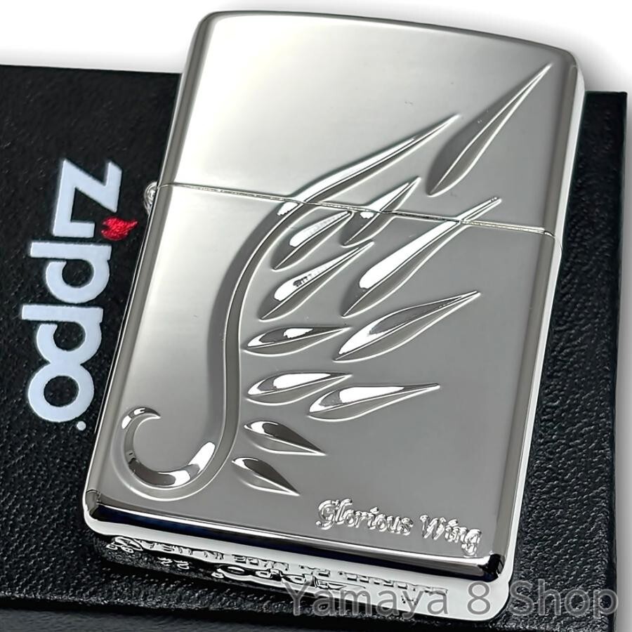 Zippo Armor Case V-Wing Silver Plating Deep Etching Regular Case Japan