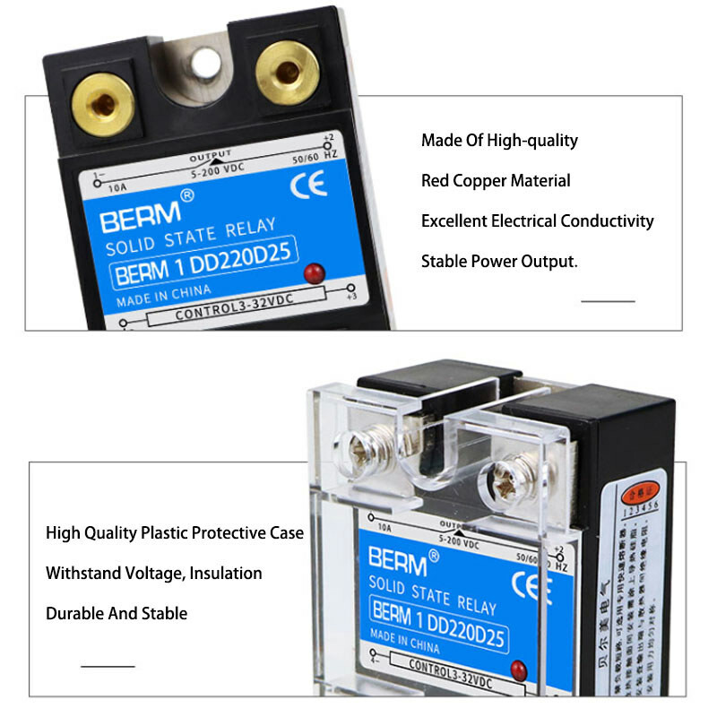 10A-100A Single Phase BERM-1 Solid State Relays Module DC 3V-32V to DC 5V-200V