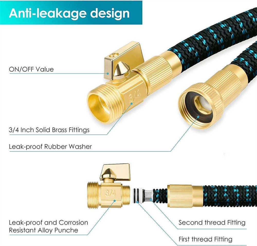 Durable Leak Proof Expandable Flexible Garden Water Hose 25/50/75/100/150ft