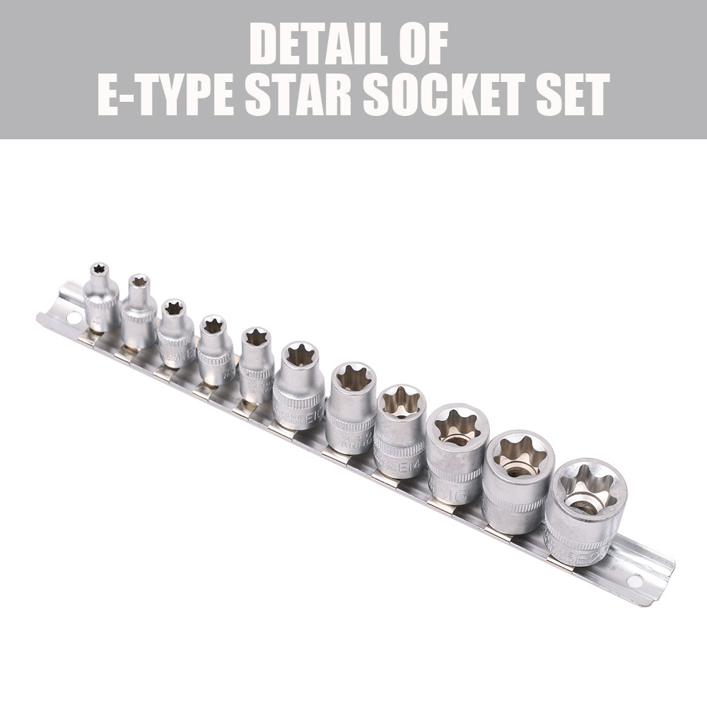 11 pc Torx Star Bit Female E Socket Set Automotive Shop Tools External E4-E20