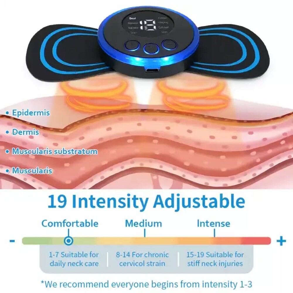 5PCS Portable Mini Electric Neck Back Massager Patch Stimulator Cervical Massage
