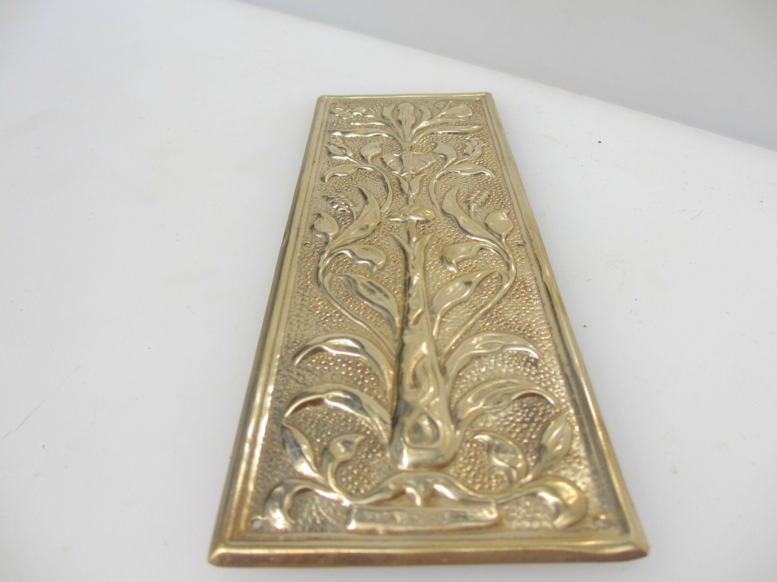 Brass Finger Plate Push Door Handle Art Nouveau Floral Flowers Antique STYLE