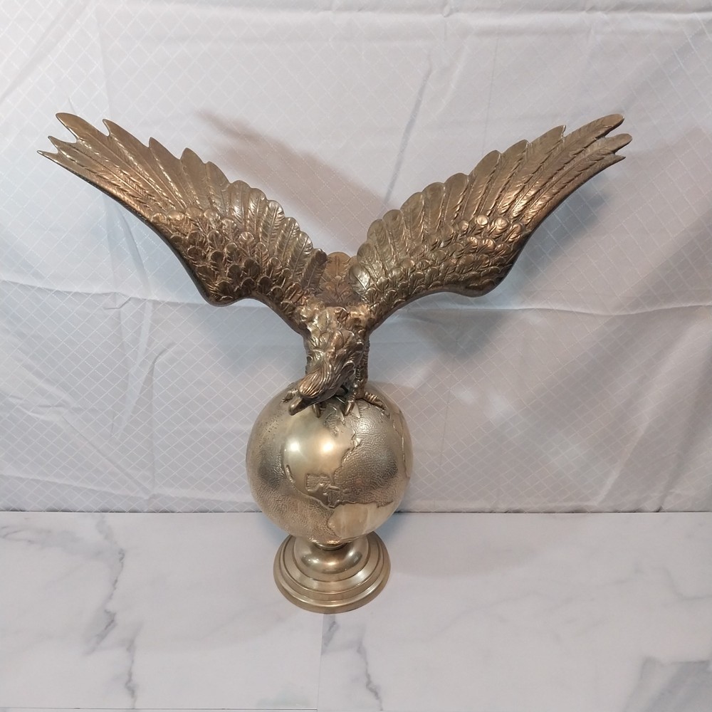 Imported Handcrafted Antique Bald Eagle Globe brass - Korea