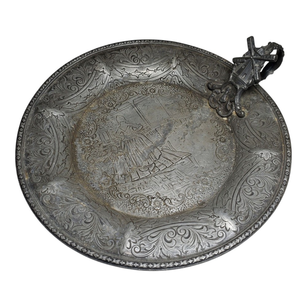 Antique Silver Plated Derby Calling Card Plate 7" Dish