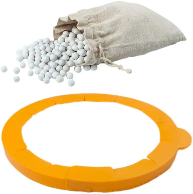 Pie Weights Ceramic 1.2LB, Silicone Pie Crust Protector Shield Adjustable Fits 9