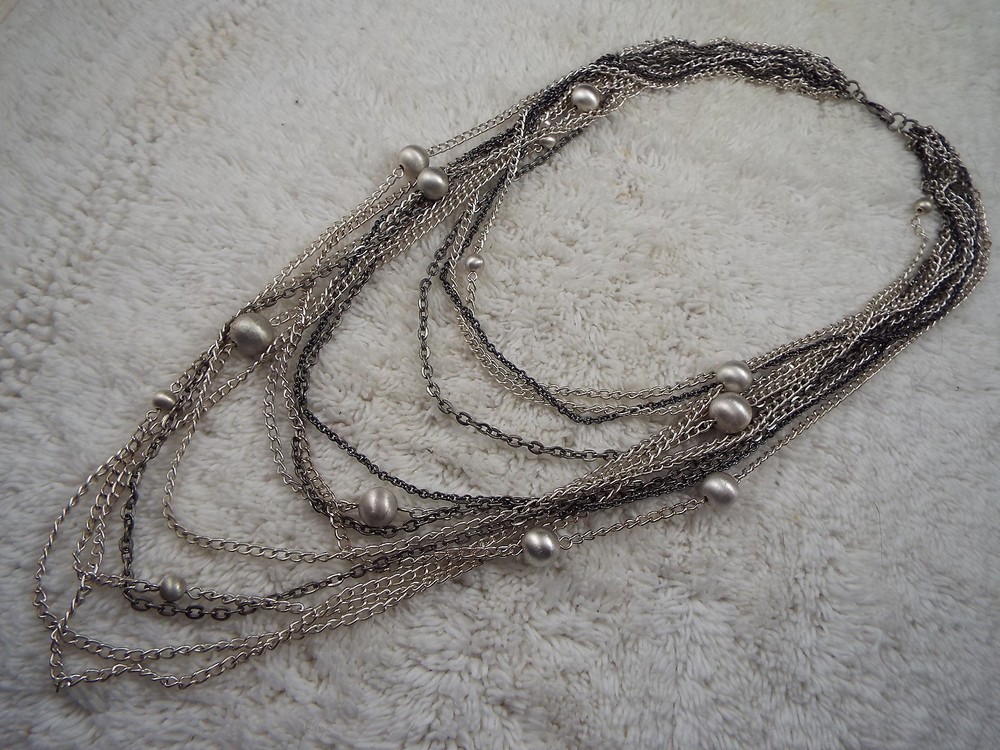 Mixed Silvertone Multi Chain Necklace (B26)