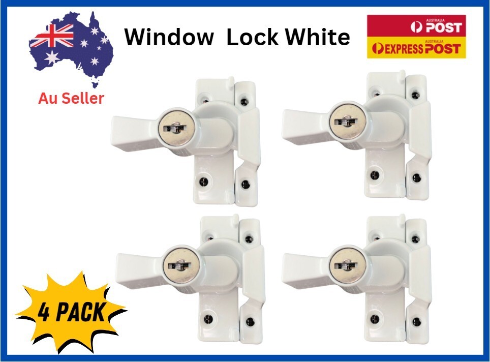 TradeBase Window White Sash Lock Lockable Keyed Alike Wide Base - 4 Pack