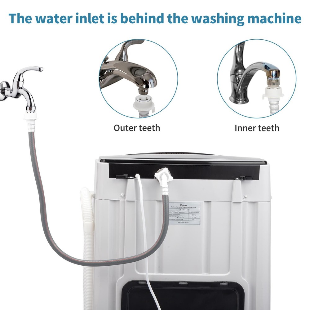 Smart Full Auto Washing Machine 17.6lbs 10 Programs Built-in Drain Pump