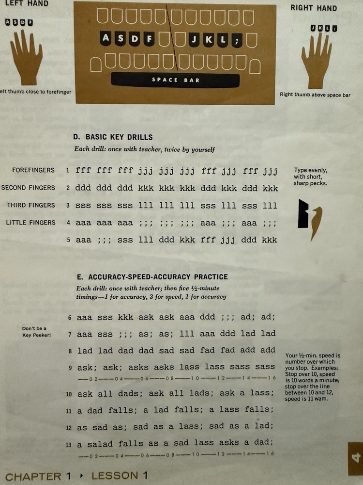 1950’s Typewriter Junior High Manual And Typing Textbook