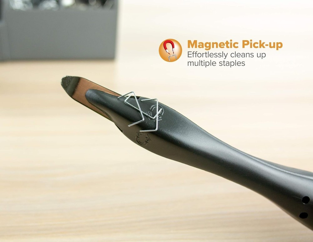 Compact Black Staple Remover - Ergonomic Design with Magnetic Pickup Function