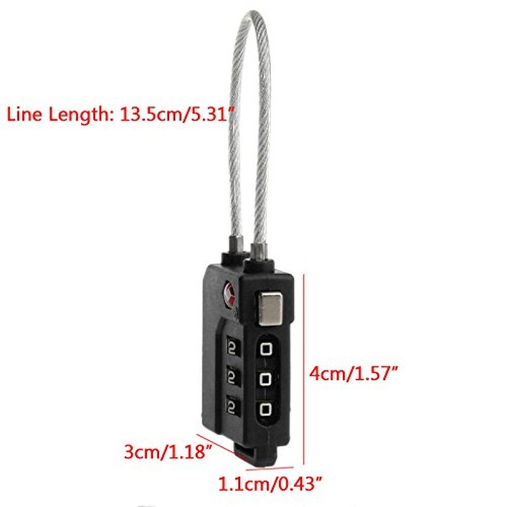 TSA Lock Security 3 Digit Combination Suitcase Luggage Bag Code Lock Padlock ...