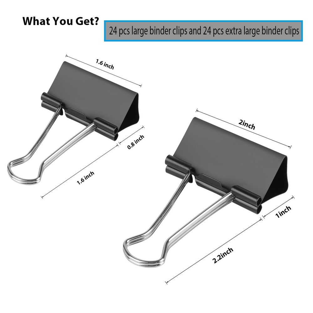 48 Pcs Large and Extra Binder Clips, 2 Inch