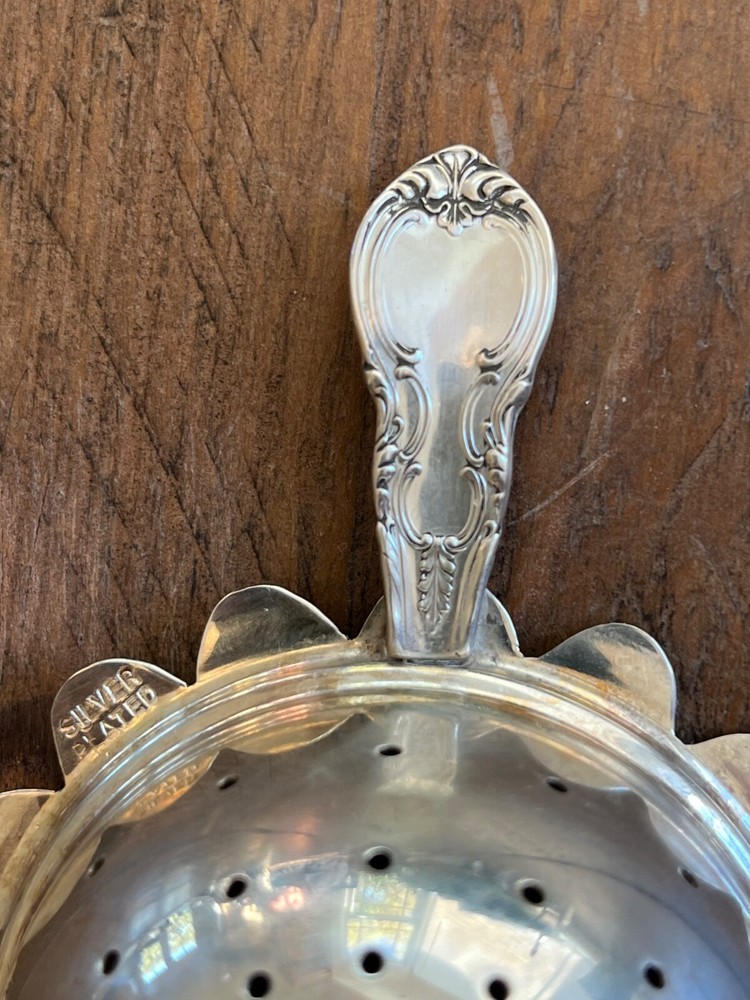 Silver Tea Strainer — with Attached Handles