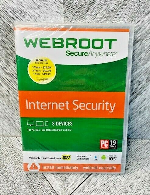 New - Webroot Secure Anywhere Internet Security 3 Devices for PC Mac Android iOS