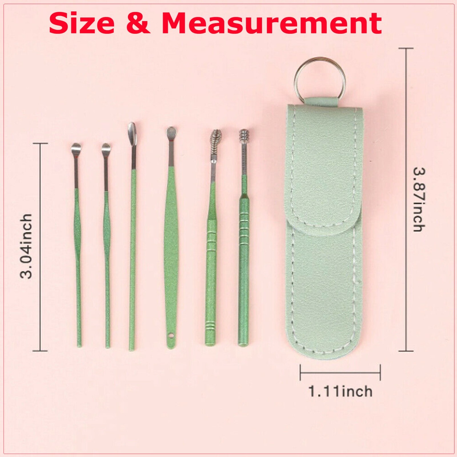 6PCS Ear Pick Cleaning Set Spiral Tool Spoon Ear Wax Remover Cleaner Curette Kit