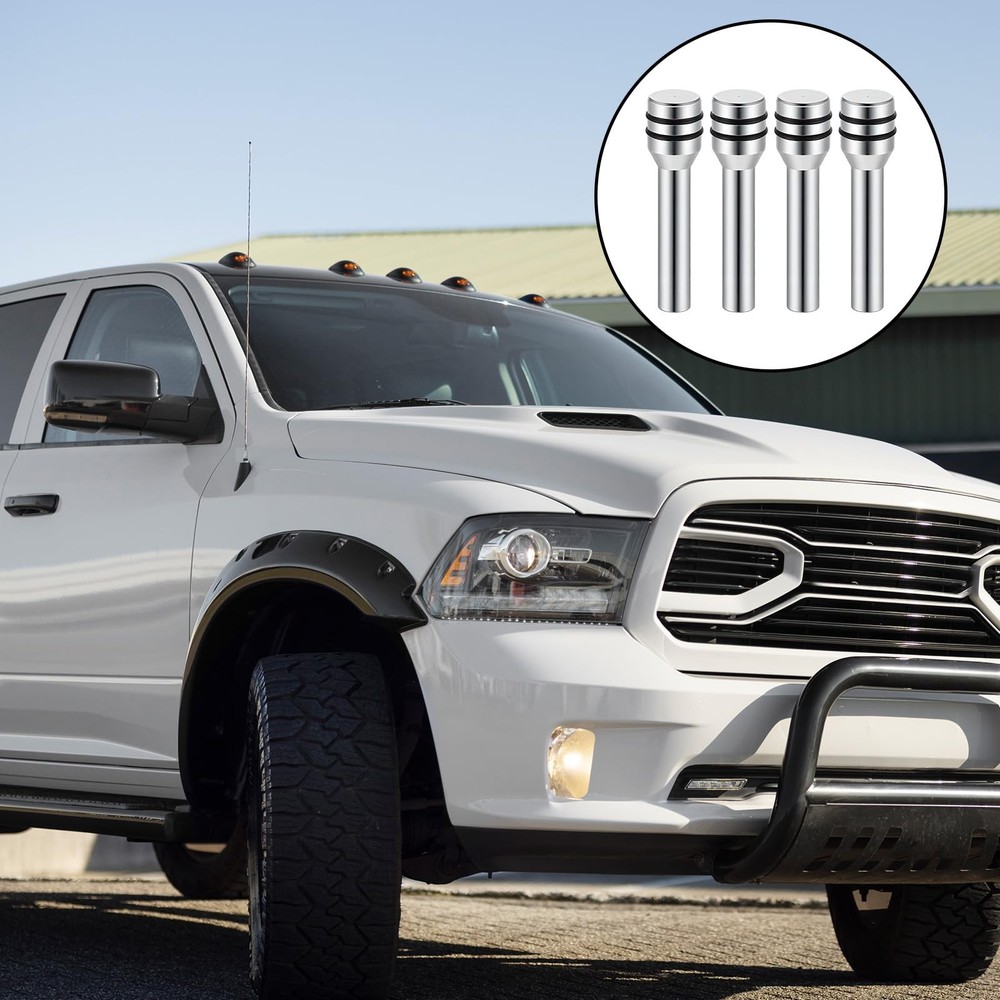 4 Pieces Car Door Lock Knobs Inner Pull Pin Cover Universal Sliver