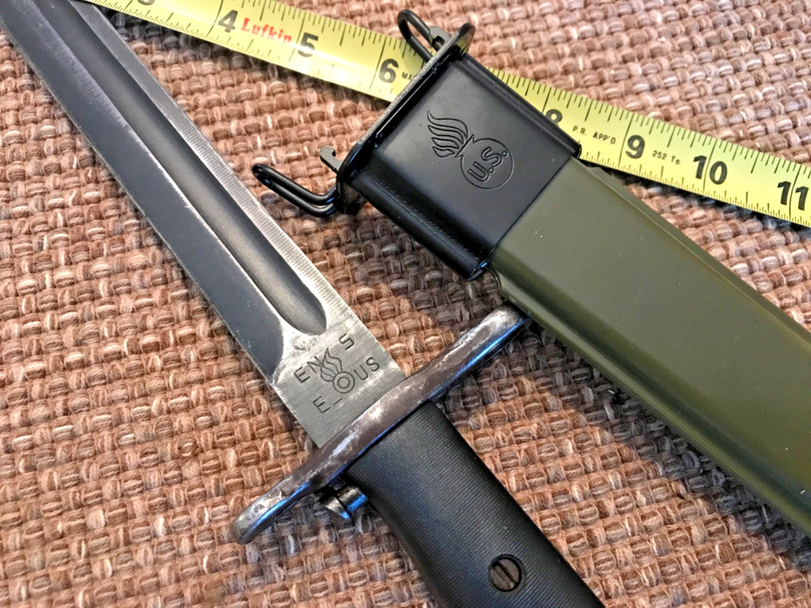 West German / GREEK GI issue 10” M1 BAYONET & Scabbard* U.S. WWII M1 Garand #723