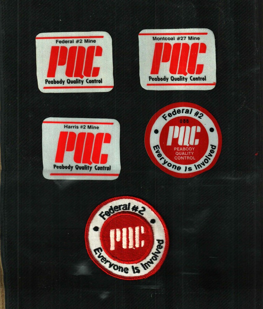 4 DIFF. NICE WV PEABODY PQC PLUS ! PATCH  CO COAL MINING STICKERS # 302