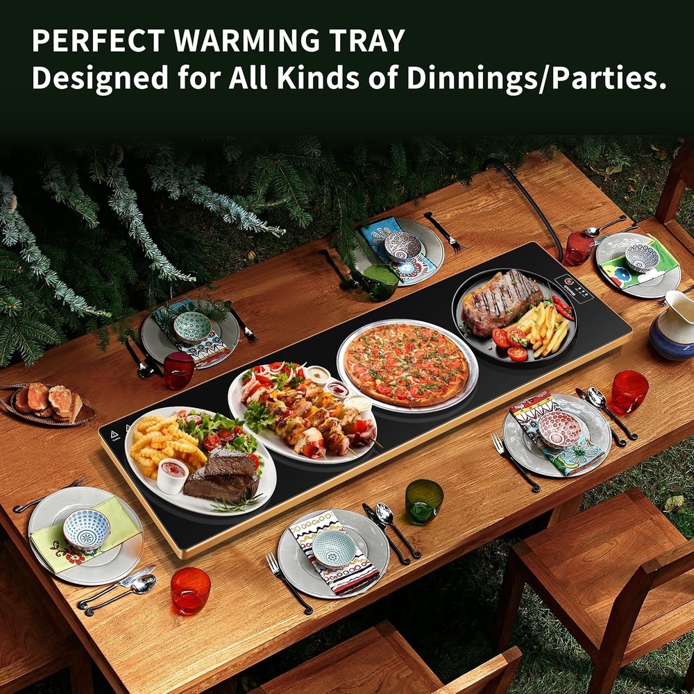Versatile Electric Warming Tray 40”x12” - Two Temperature Modes & Stylish