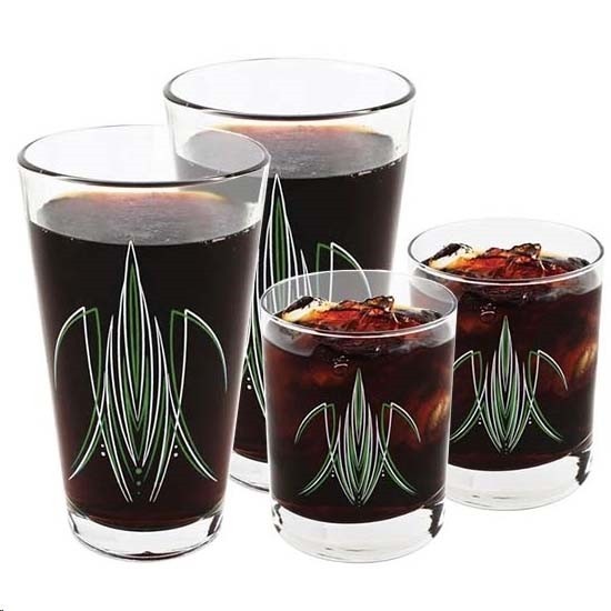 Pinstriped Pint & Rock Glass Set, Red