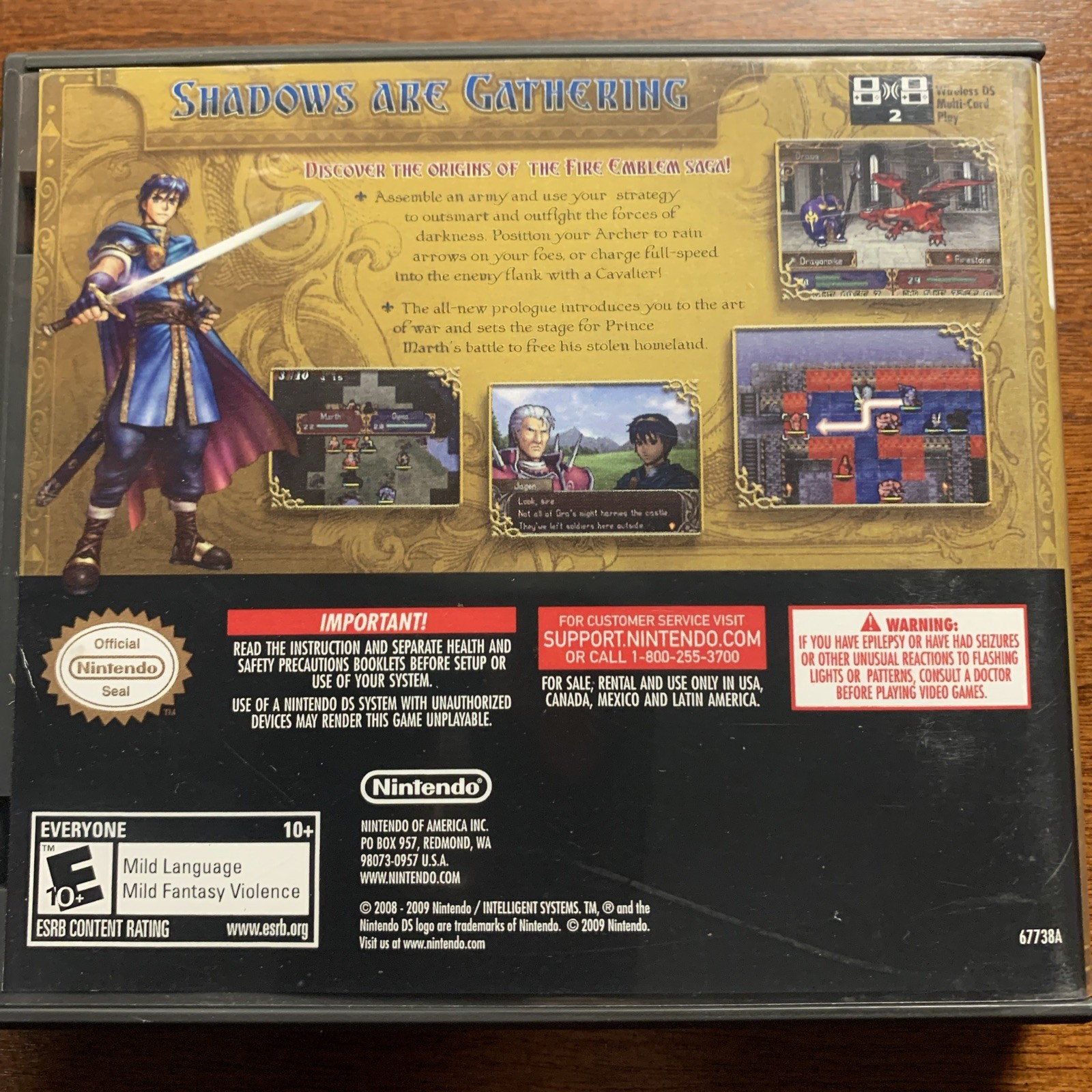 Fire Emblem Shadow Dragon Nintendo DS Replacement Case ONLY No Game -For Display