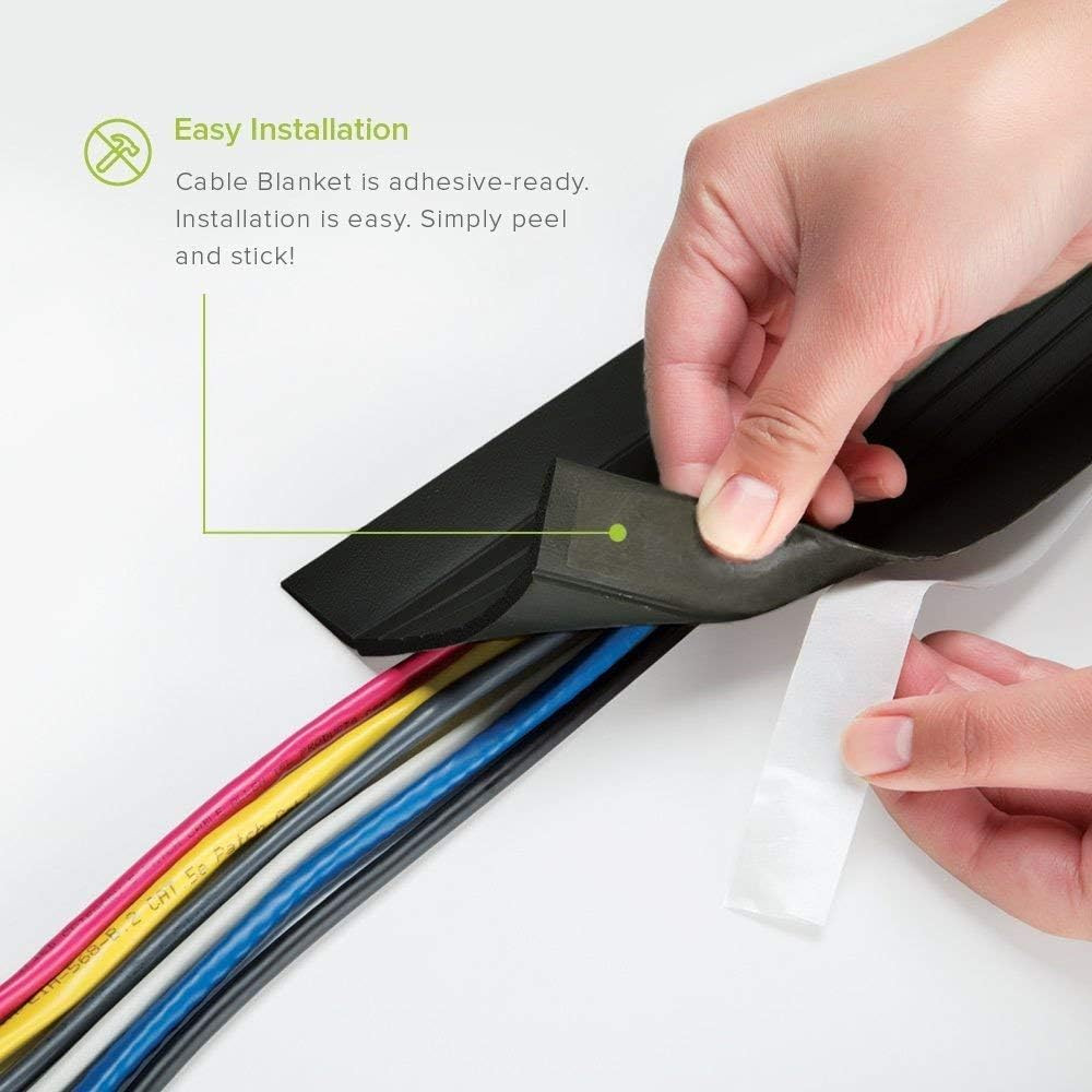 5' Cable Blanket Low Profile Cord Cover and Protector, Black