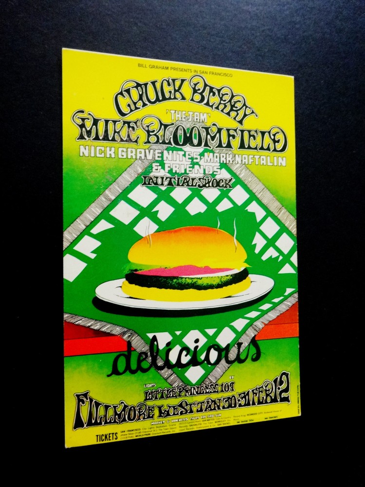 Bill Graham Fillmore Postcard Handbill BG 158 Chuck Berry Randy Tuten Hamburger