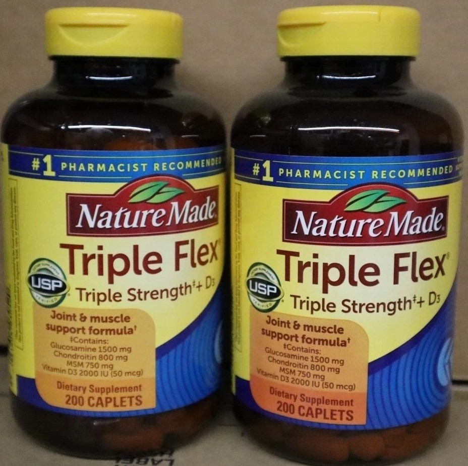 (2) Nature Made Triple Flex Triple Strength + D3, 200 Caplets EXP: 07/2027