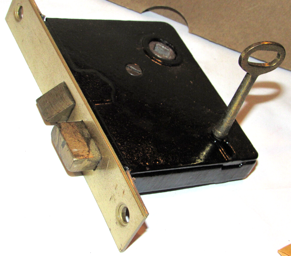 UNUSED VINTAGE SKILLMAN MORTISE INSIDE SET W/KEY! MISSING KNOBS! WORKS SMOOTHLY