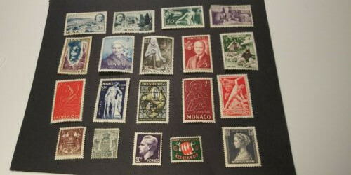 Monaco Postage - 19 Mint stamps - very nice condition - some previously hinged 