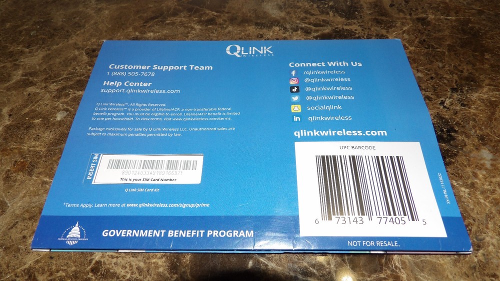 QLINK Wireless Cellular 4G LTE/5G Sim Card Kit - Includes Sim Card & Adaptor
