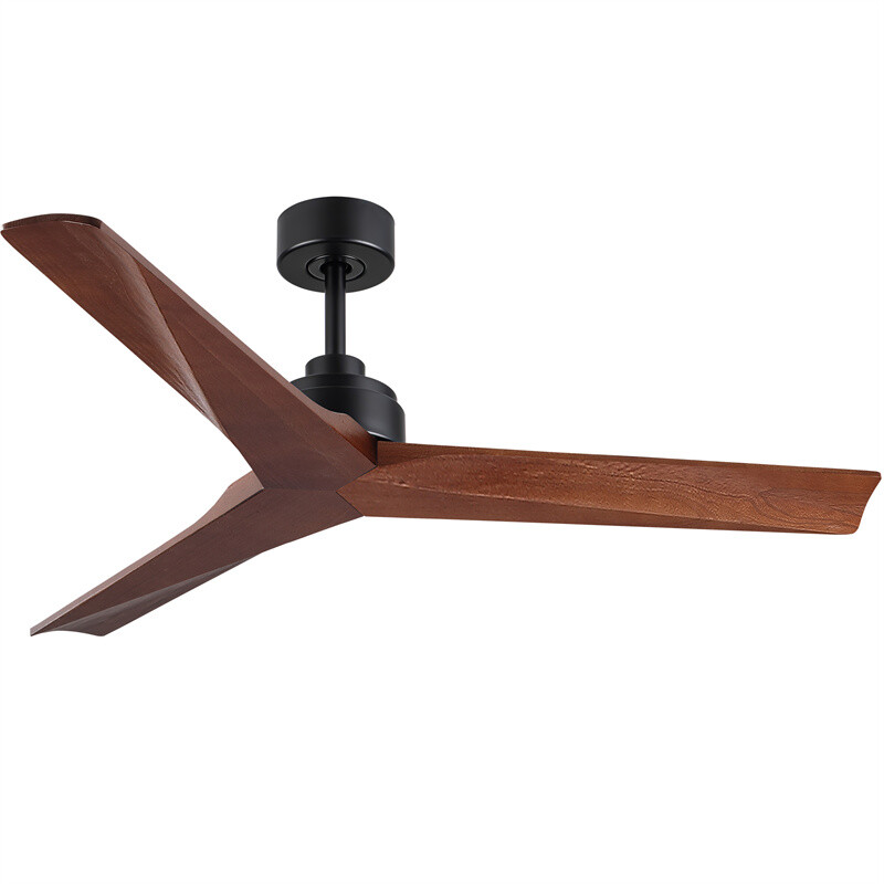 52" Lowe Profile Ceiling Fan No Light Solid Wood Blades Reversible Remote Indoor